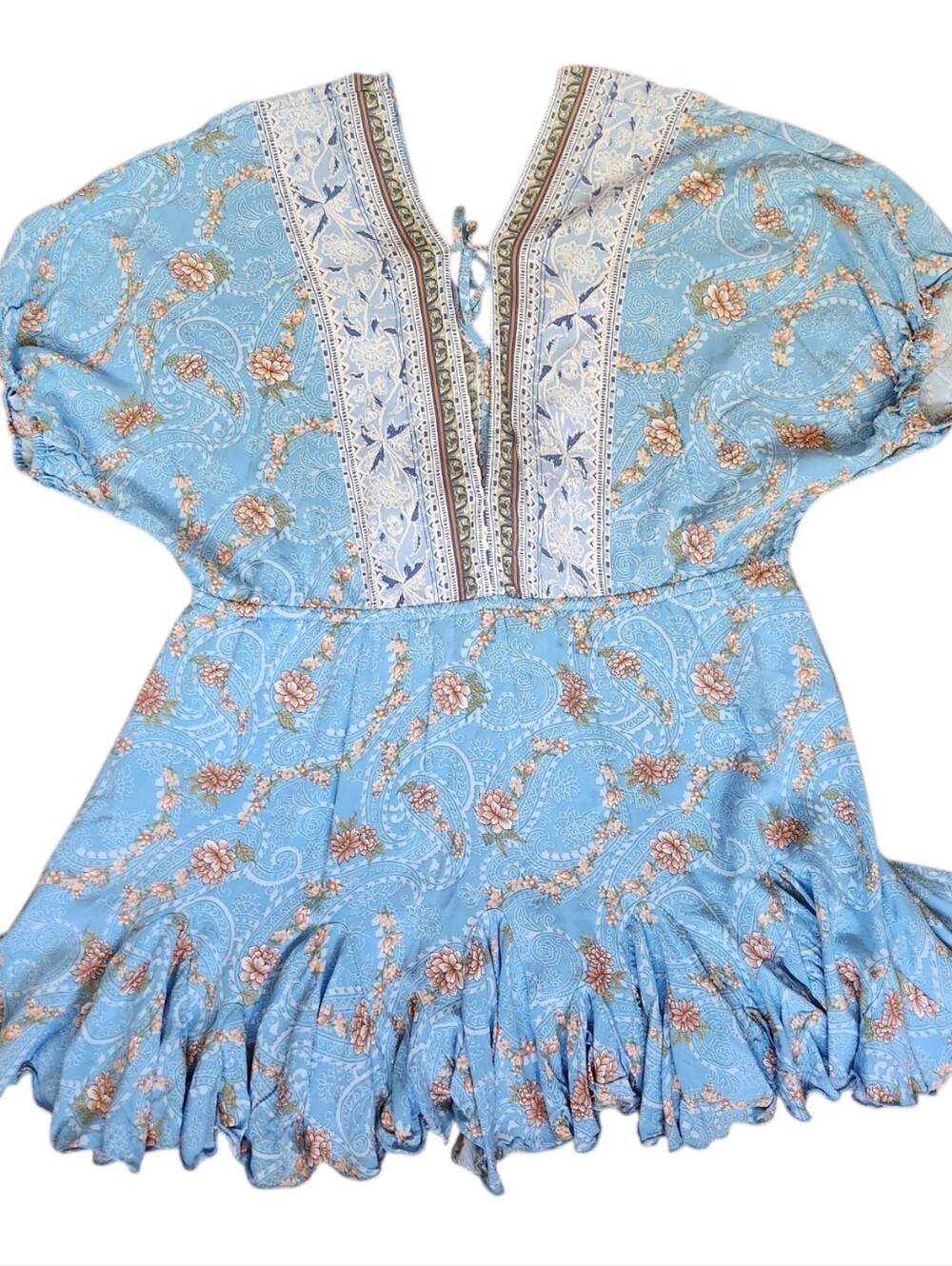 AAKAA Boho Kimomo Sleeve Kaftan Mini Dress - Size S - Picture 11 of 15